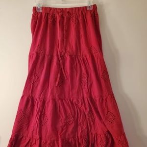 Medium Embroidered Tiered Ankle Length Maxi Skirt